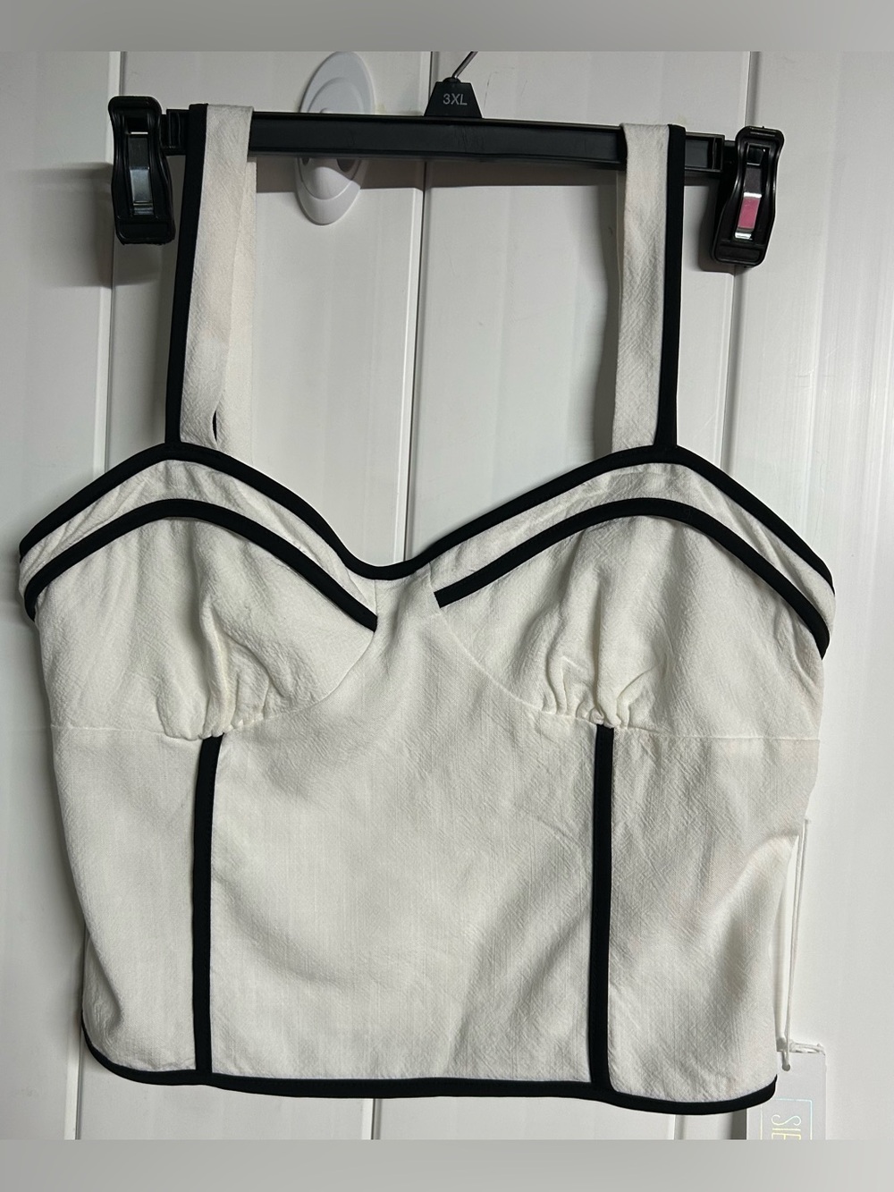 Sienna Sky Cream Bustier Top with Black Trim